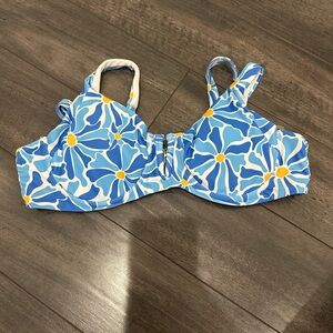 Floral Blue Bikini Top